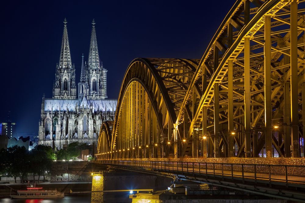 Railway bridge over the Rhine and Cologne Cathedral