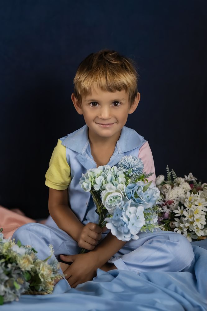Boy with flowers