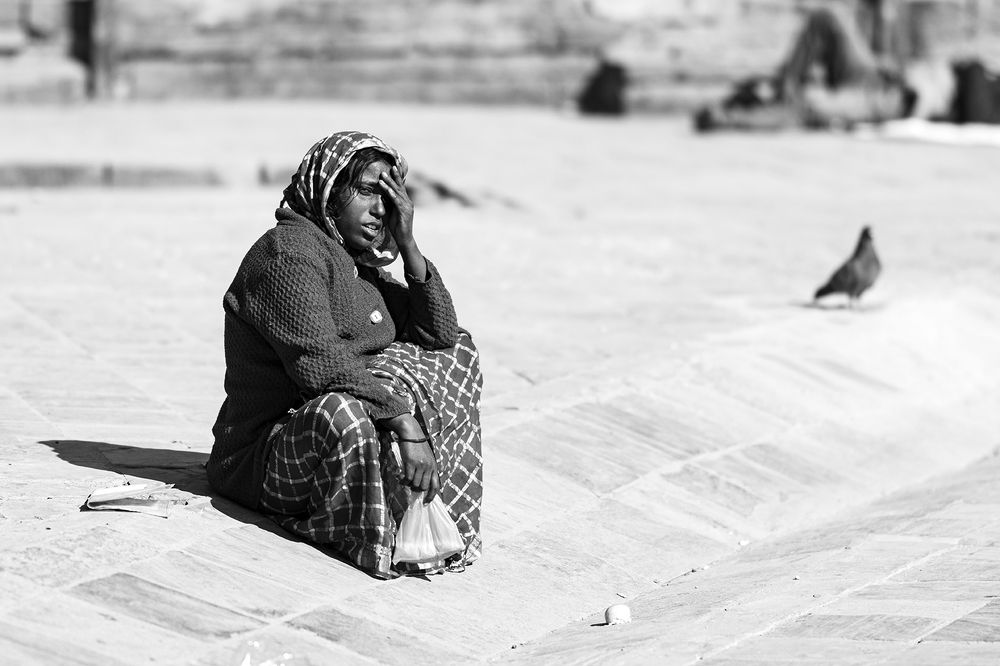 City solitude: Lost in the crowd (Monochrome version)