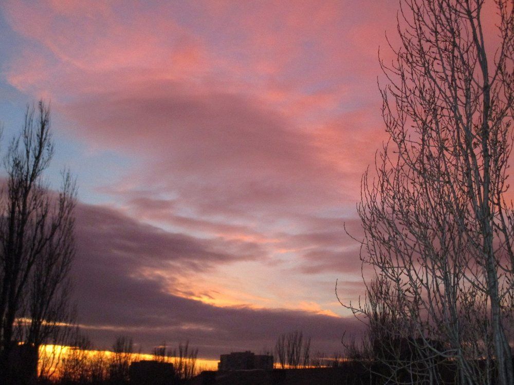 Зимний закат в городе