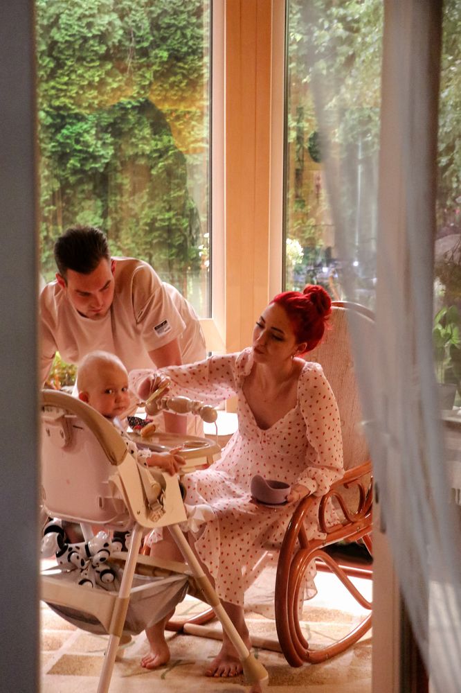 Evening feeding of the baby