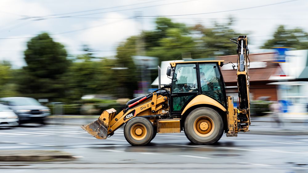 With heavy equipment through the intersection