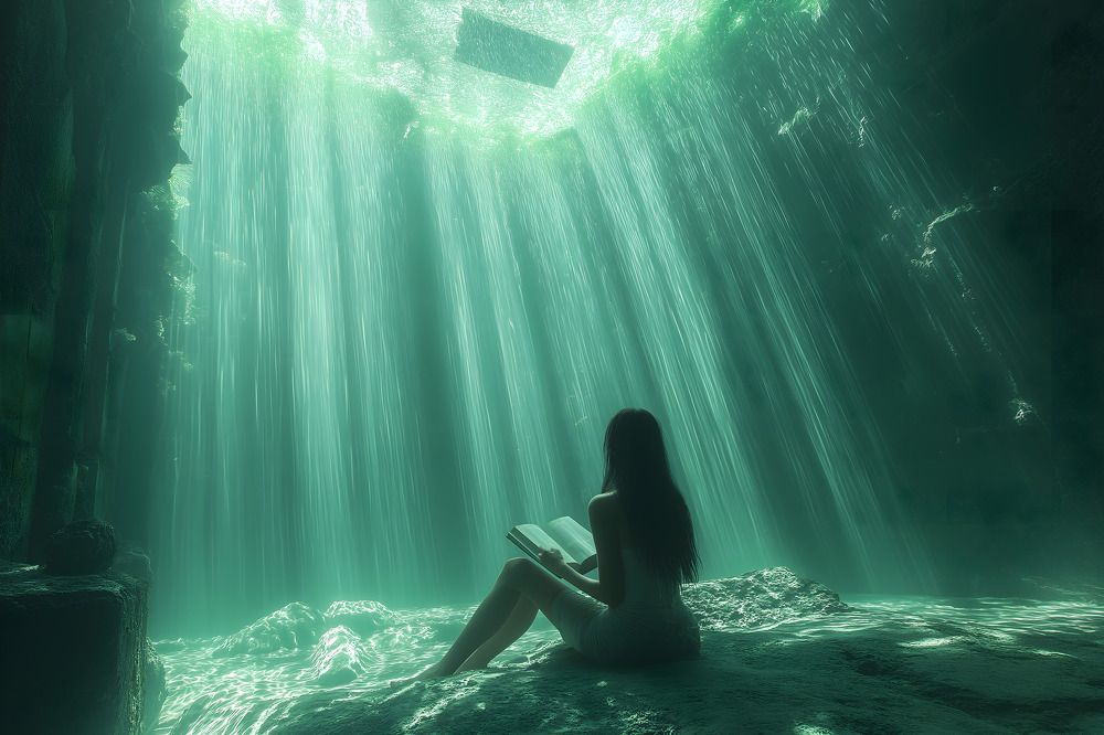 Чтение книги под водой в храме Ацтеков