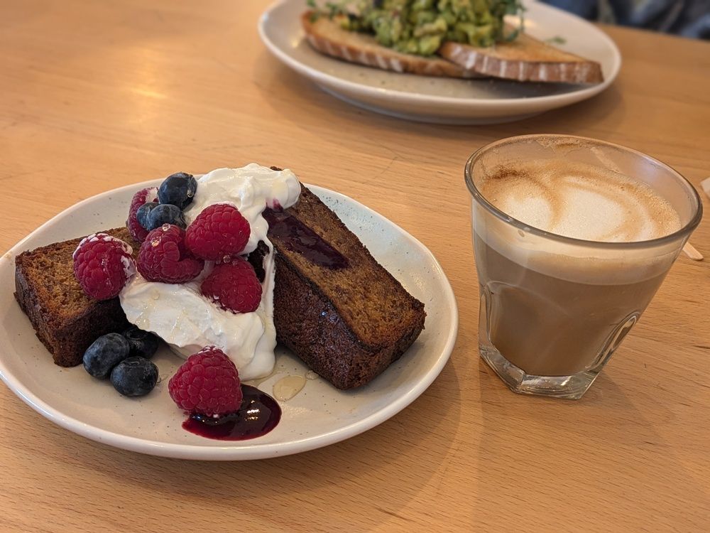 Banana Bread with Yogurt and Berries