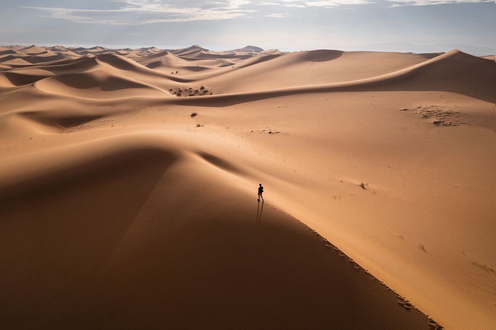 Walking in Tengger Desert