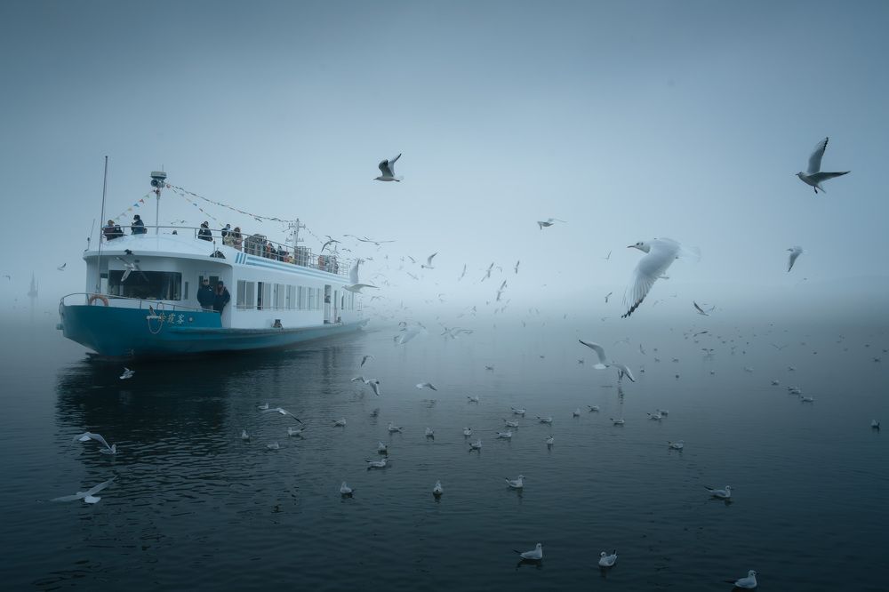 Ferry in the mist