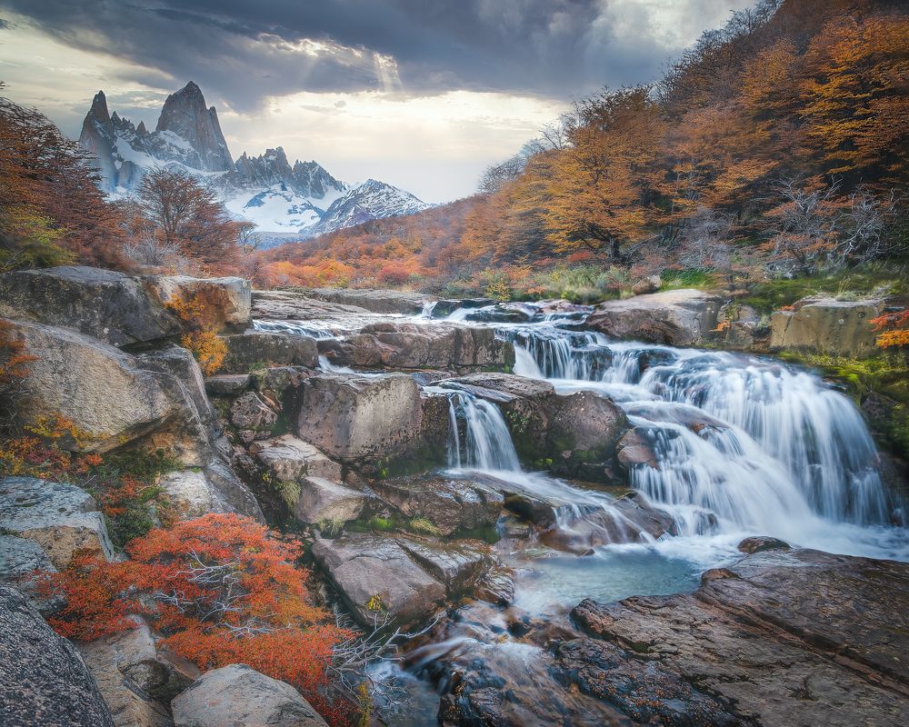 Fitz Roy Mountain and Waterfall