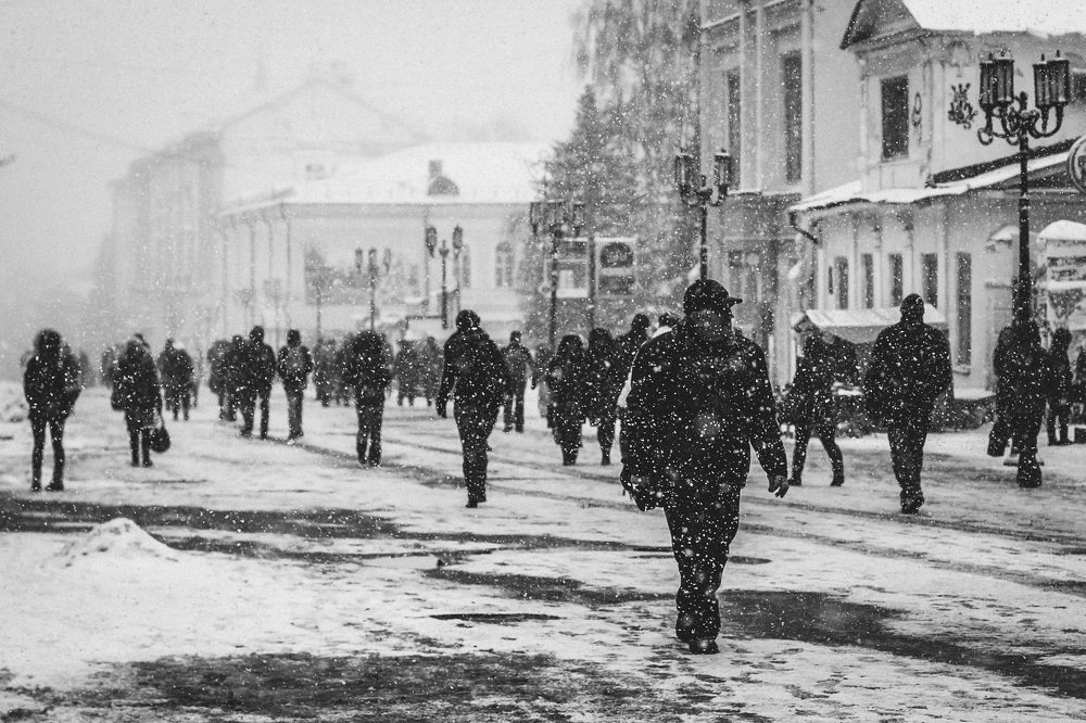 Снегопад в городе