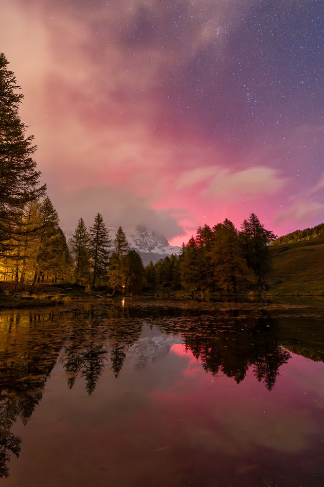 Aurora Borealis in Italian Alps