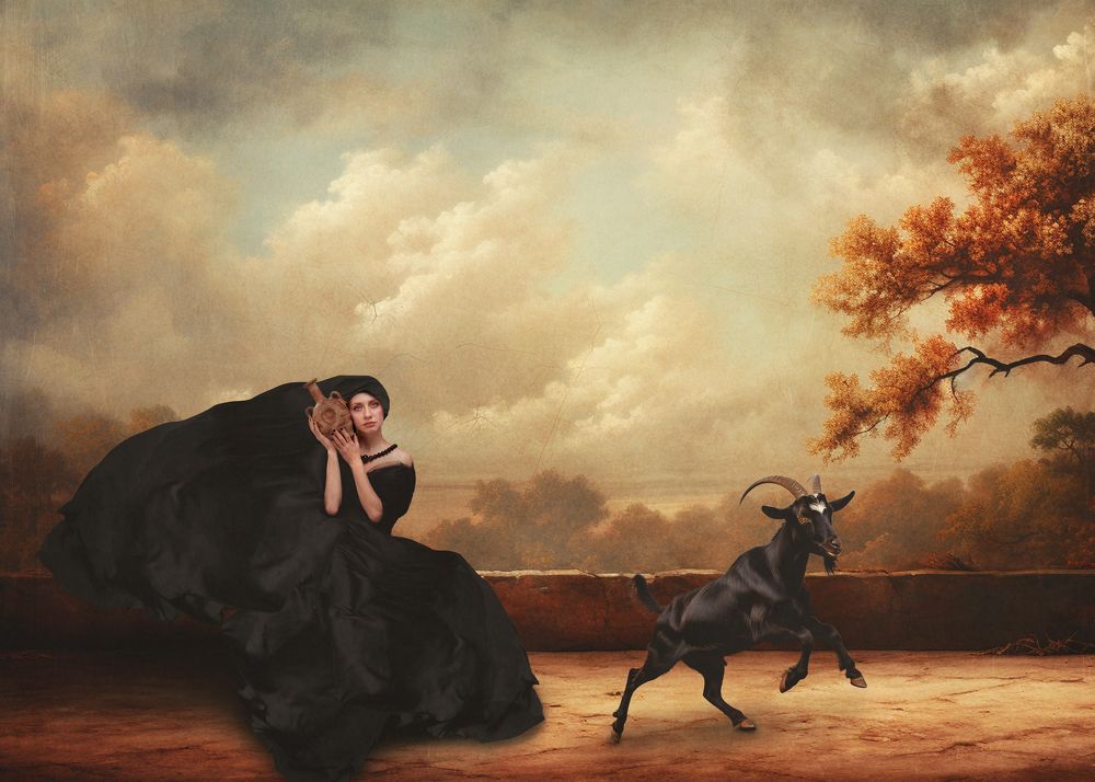 The girl with the goat