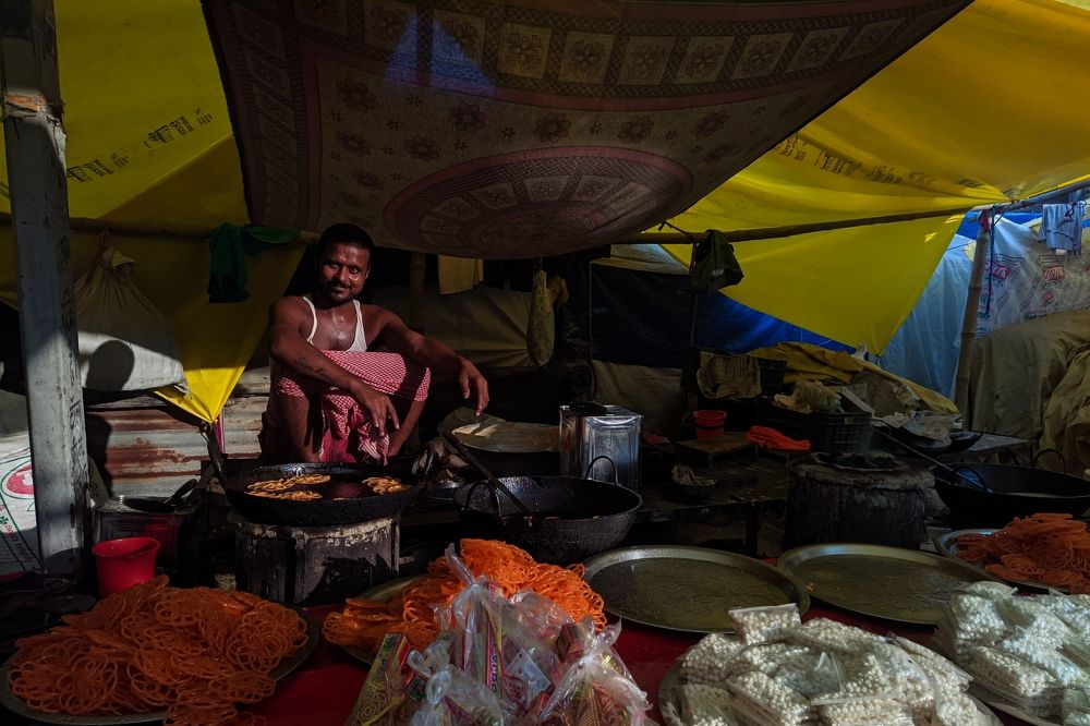 Street Vendor Frying Traditional Sweets