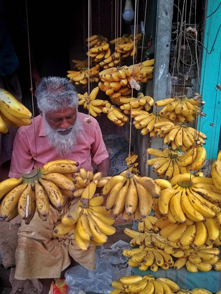 A banana vendor in Bangladesh