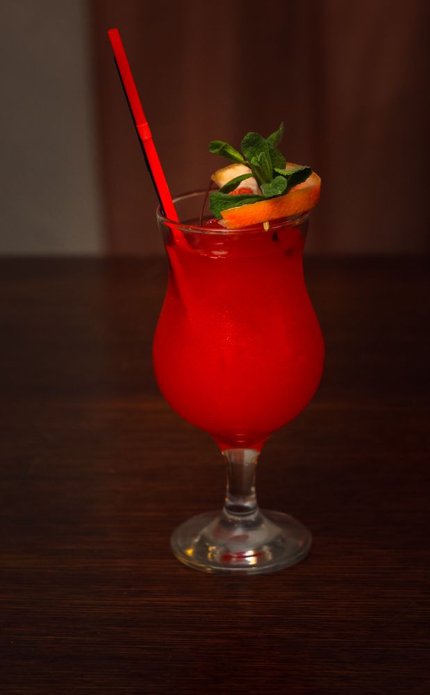 Red bar cocktail on the table