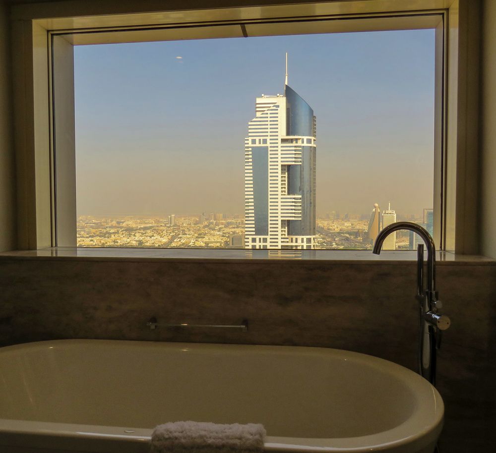 Tall building through the window