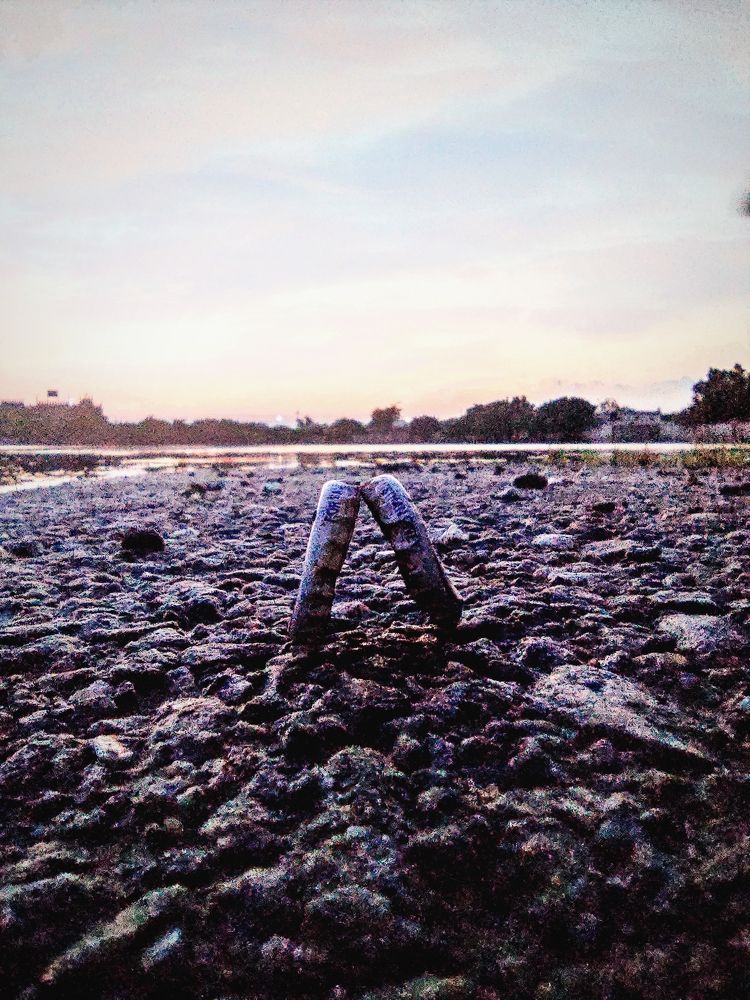 Balanced Stones at Dusk