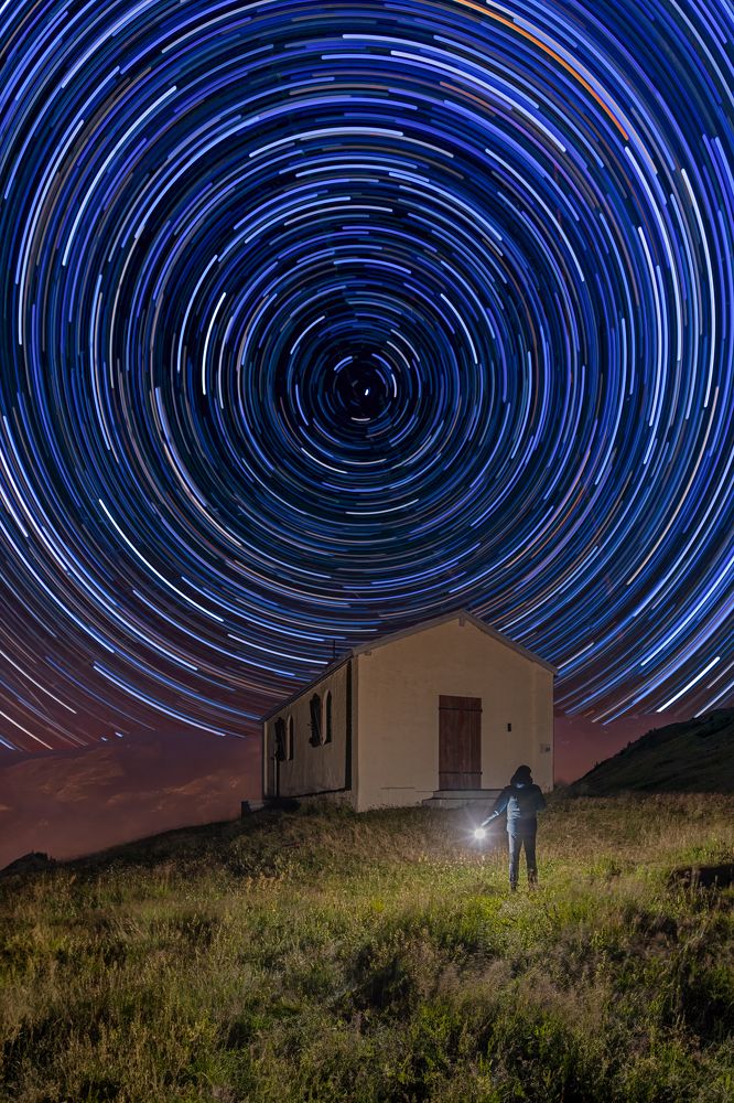 Startrail above the church