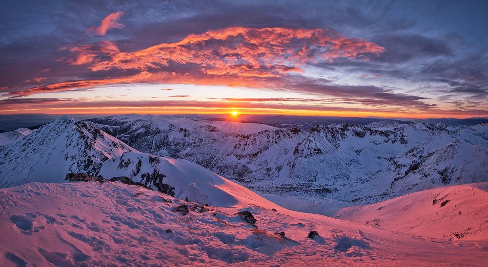 Sunrise at Musala Peak Rila National Park Bulgaria