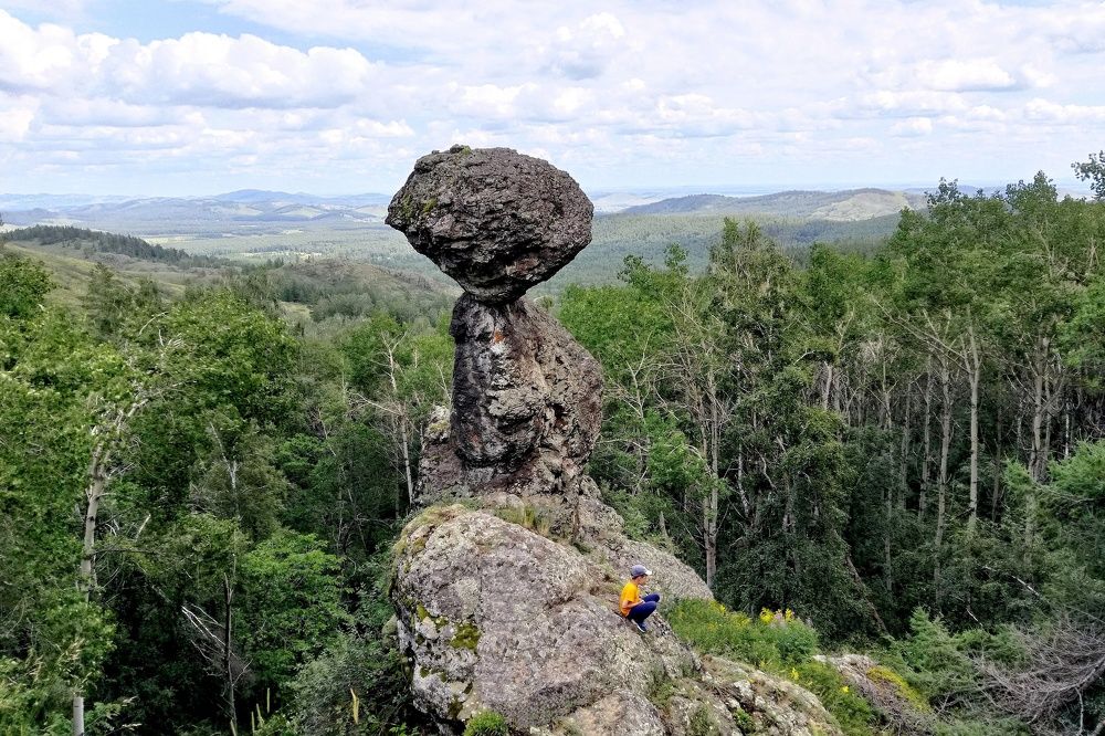 Под каменным грибом.