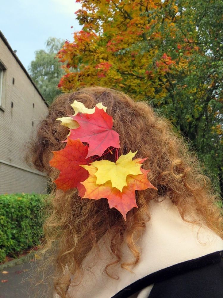 Maple autumn leaves in hair