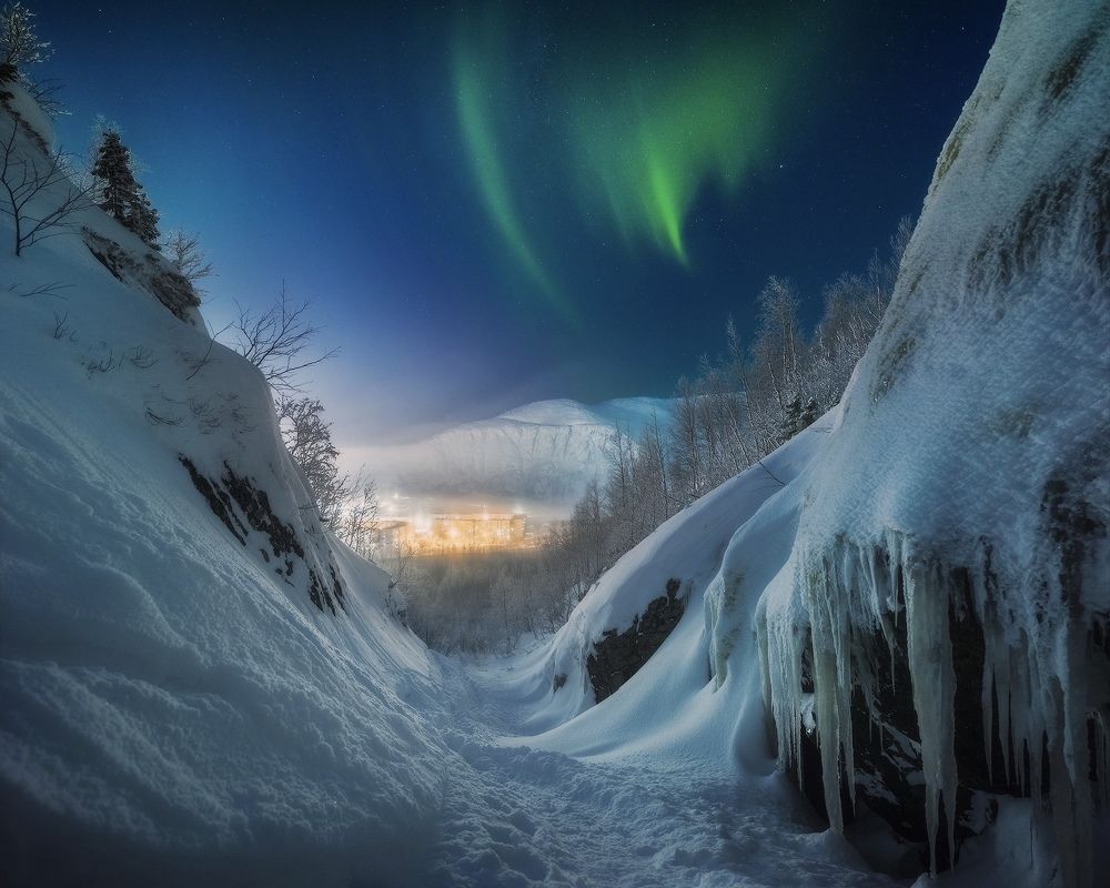 Полярная ночь в Кировске.