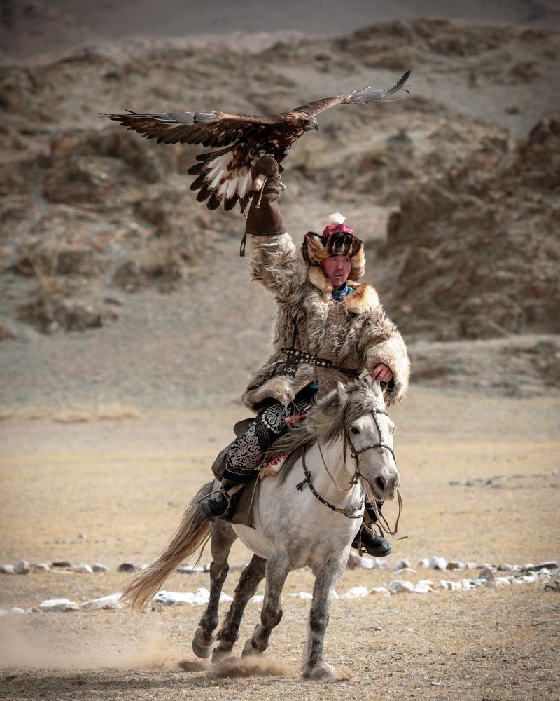 The eagle hunter. Sagsai Golden Eagle Festival, Mongolia.