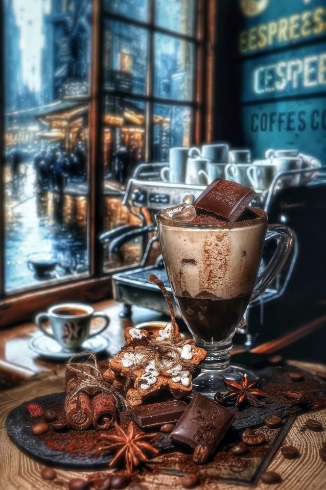 Кофе со сливками и шоколадом