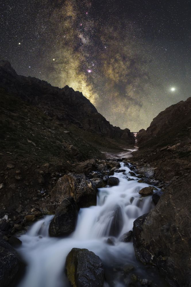 Waterfall With Milky Way
