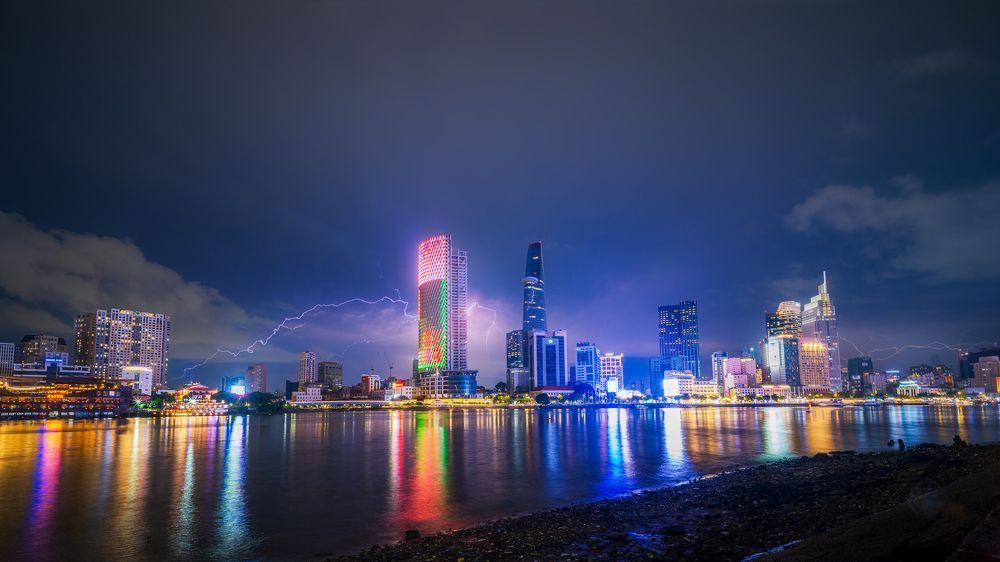 Vibrant Night Over Ho Chi Minh City Skyline