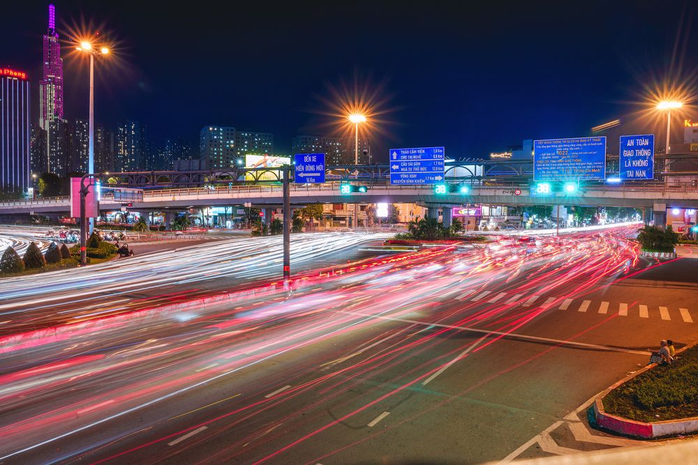 Ho Chi Minh City Rush Hour: A Symphony of Lights and Motion