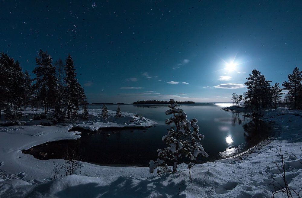 Лунной декабрьской ночью.