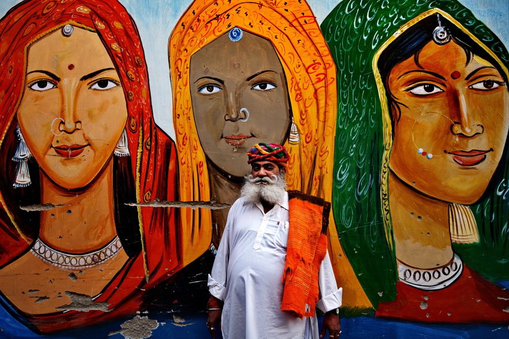 Man with three ladies