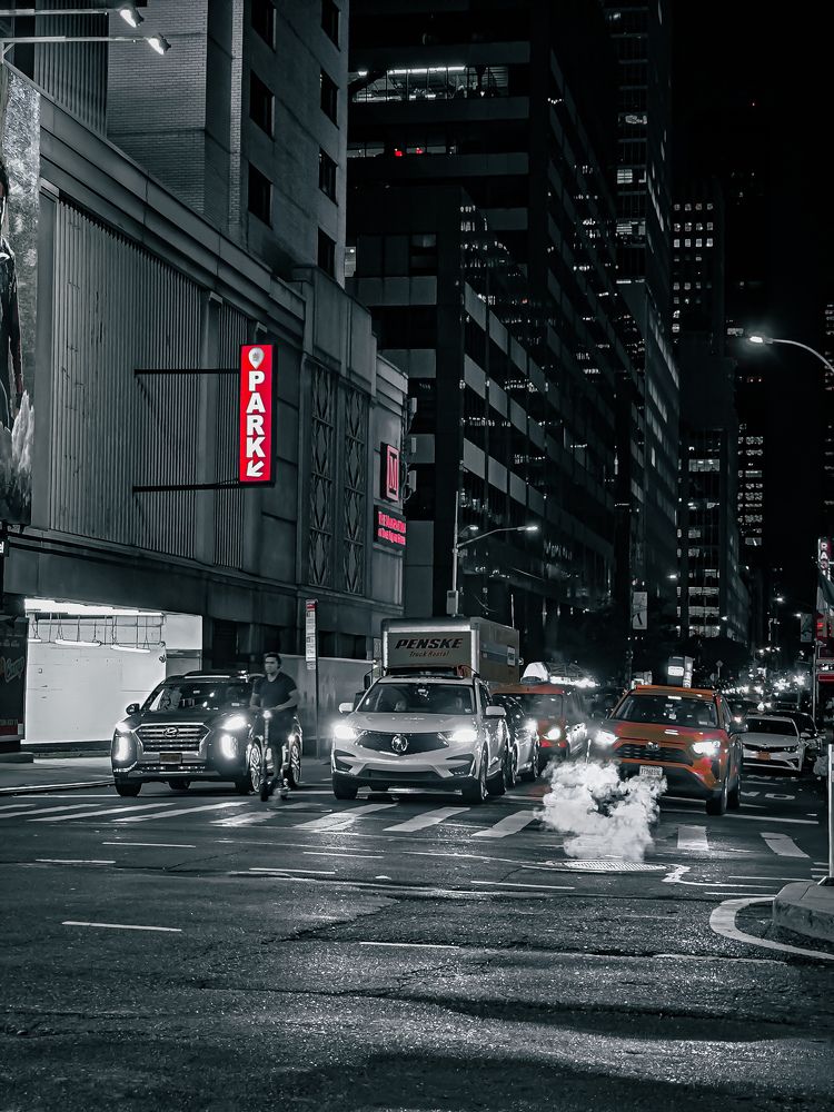 Traffic Light Illuminated in the Night