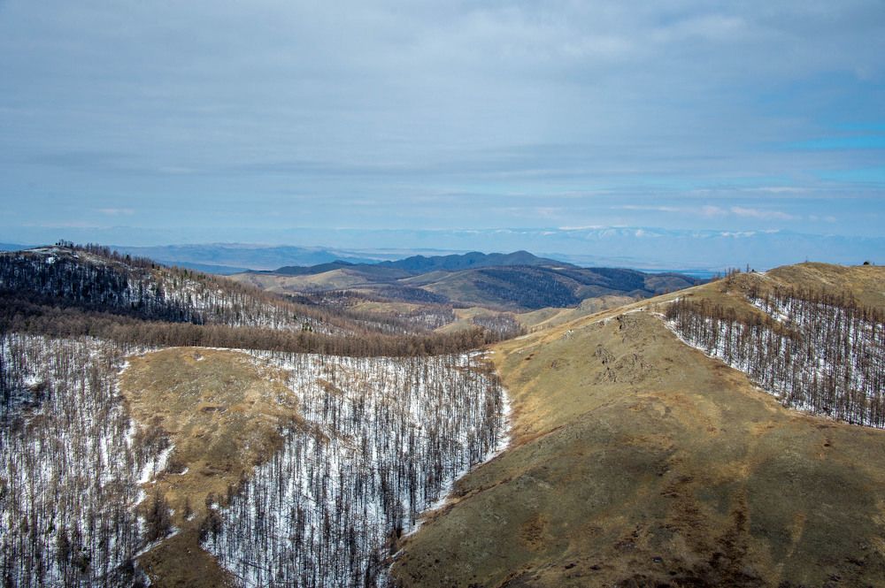 Тыва с кабины вертолёта