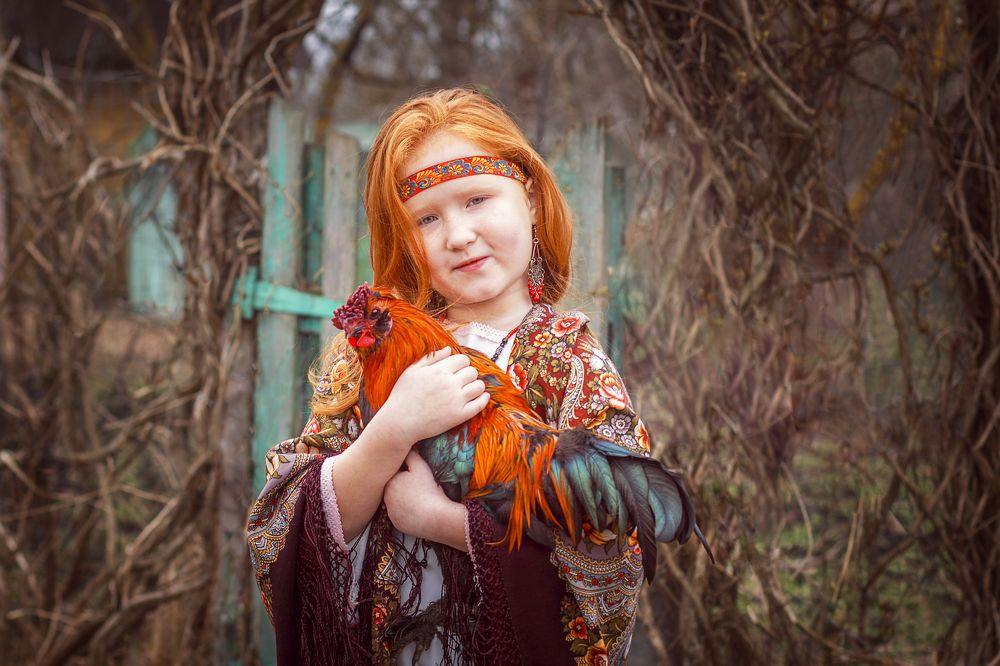 Милана и петух.