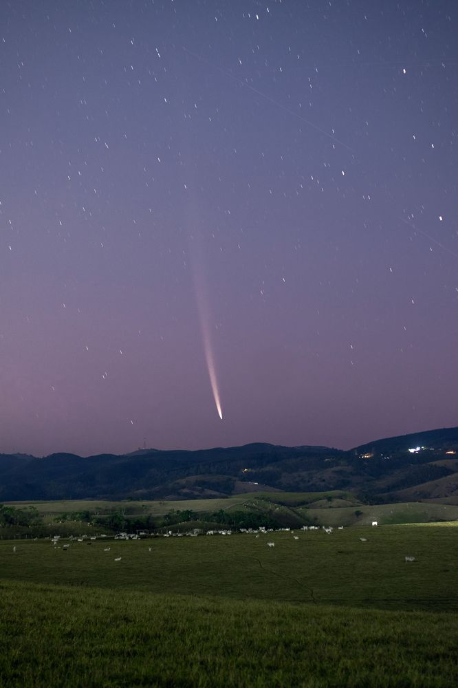 C2023 a3 comet over Green field