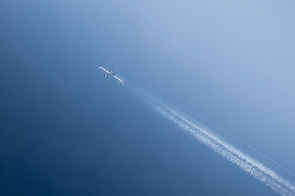 Through the blue sky