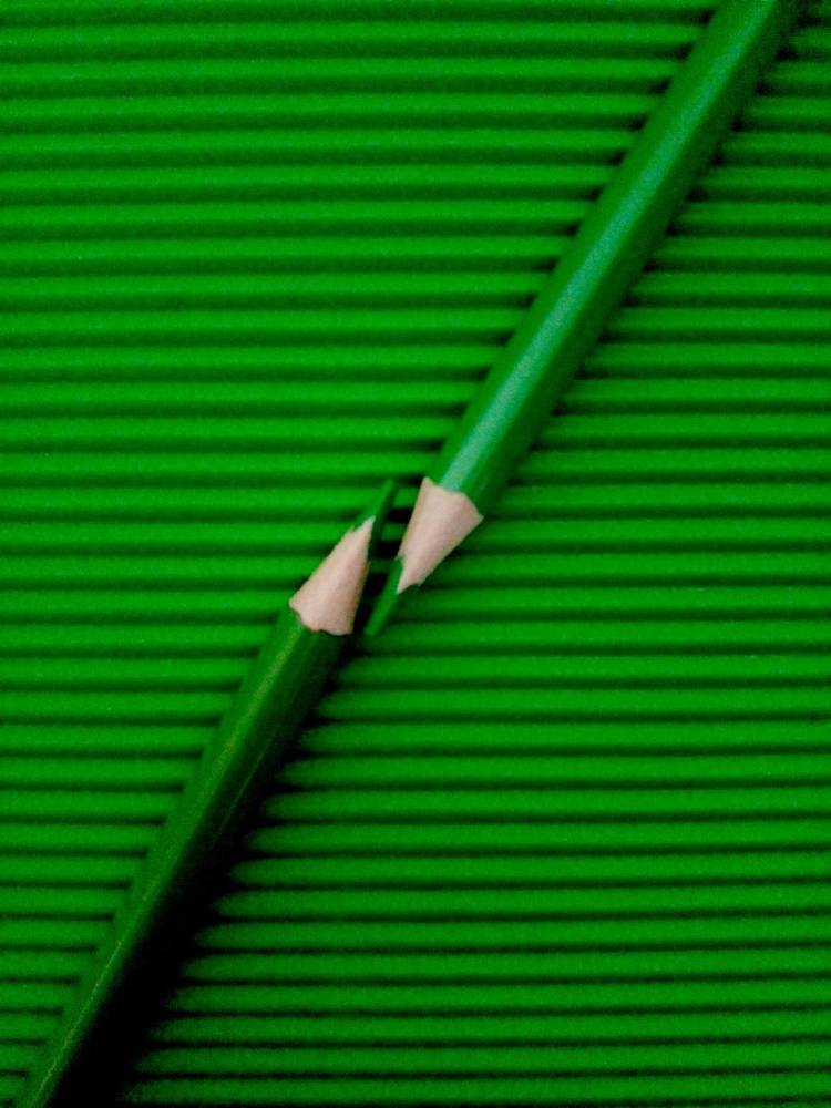 Два зеленых карандаша.