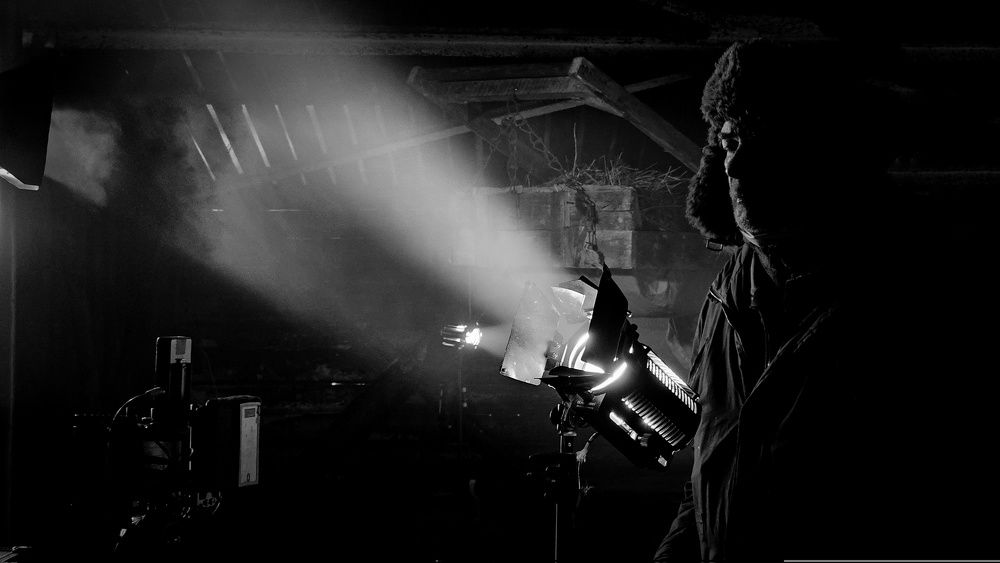At the film set.
