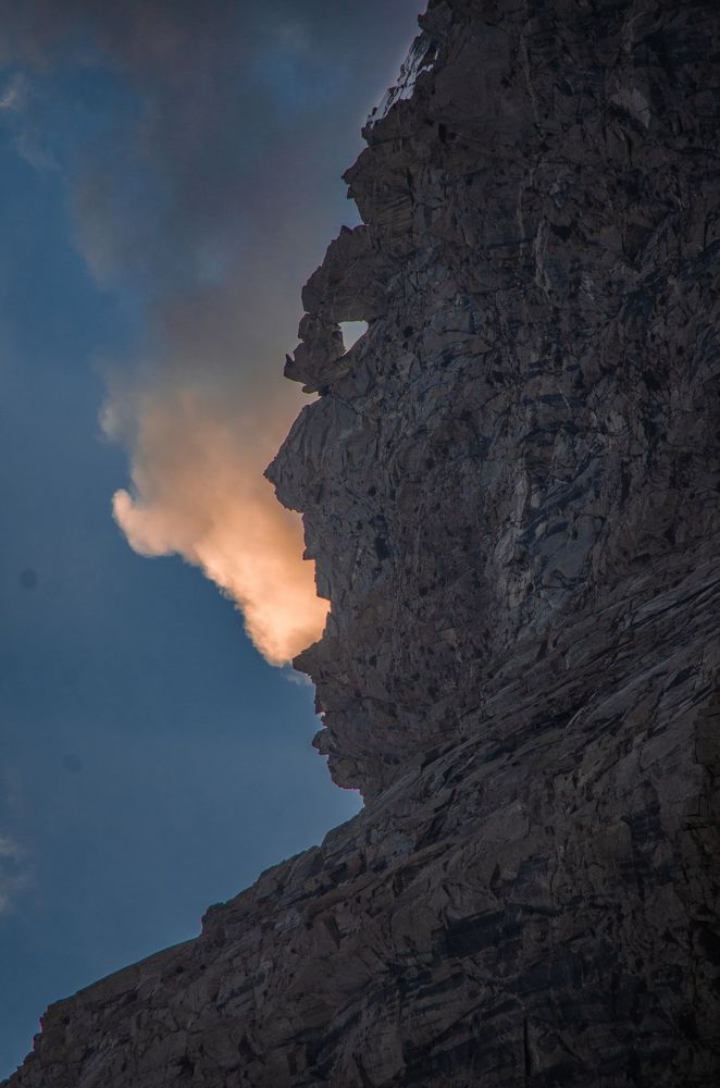Mountain Looks like Man who is snoking.