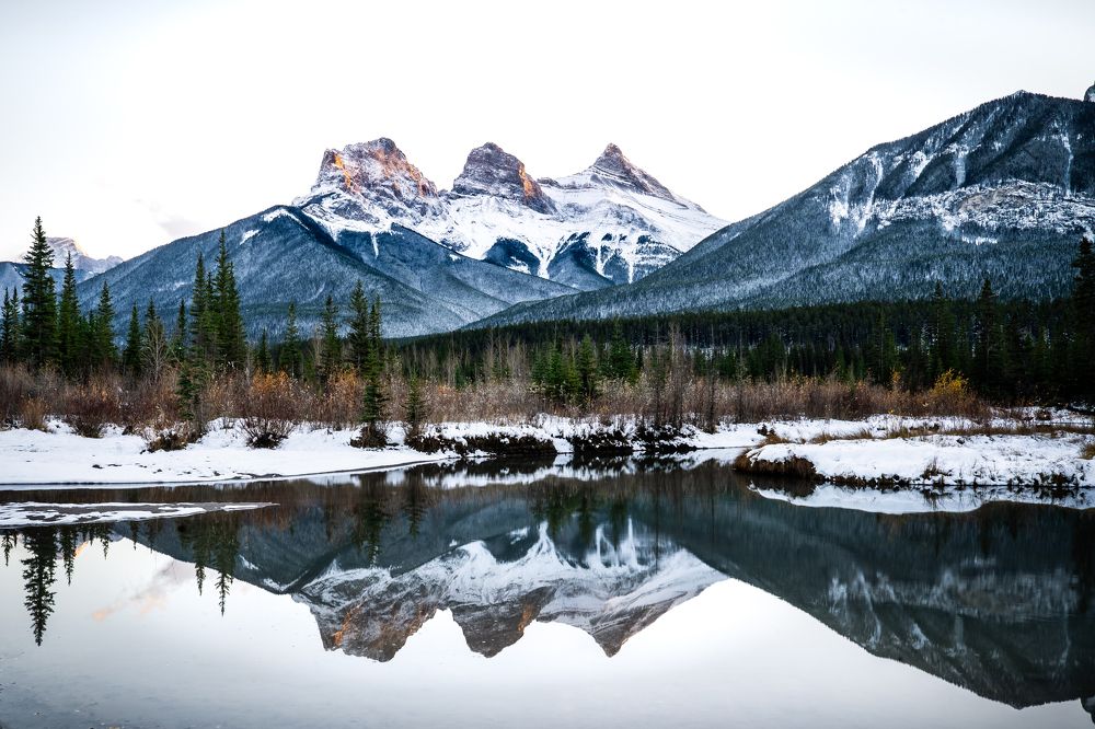 The Three Sisters In A Perfect Reflection