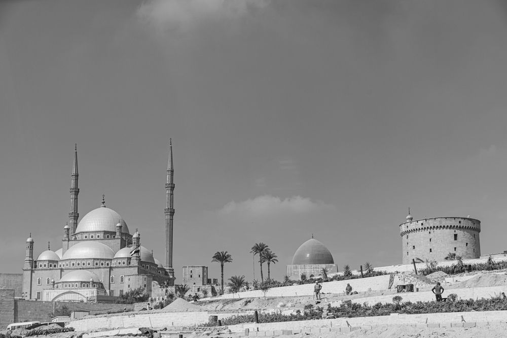 Workers in a warm summer at mosque of Muhammad Ali, Il Cairo citadel.