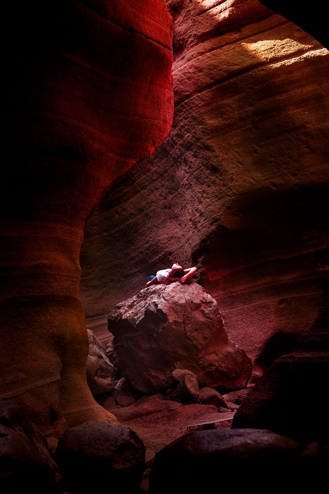 Red reflections at Barranco de las Vacas, Gran Canaria