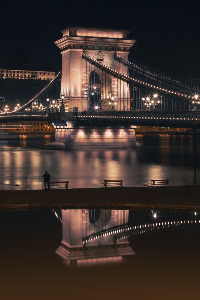 Reflections of the Chain Bridge at High Tide