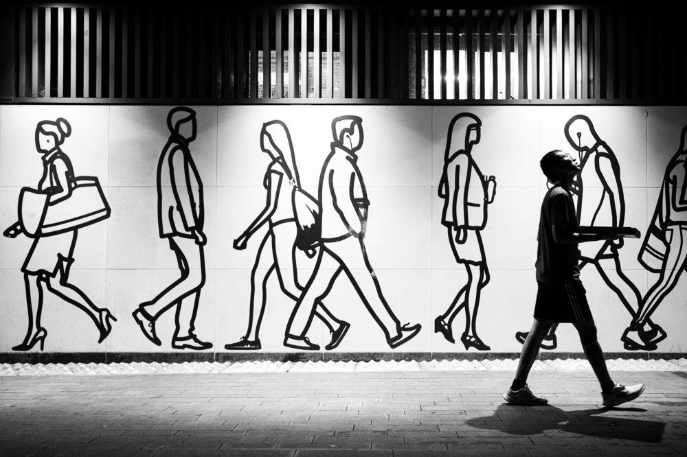 walking with fake people.