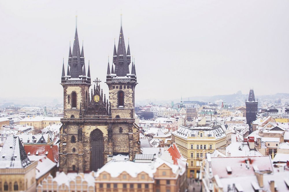 Prague in the snow