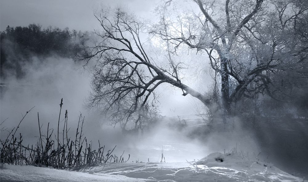 В сильный мороз на тёплой речке