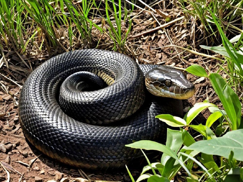 snake coiled under the sun
