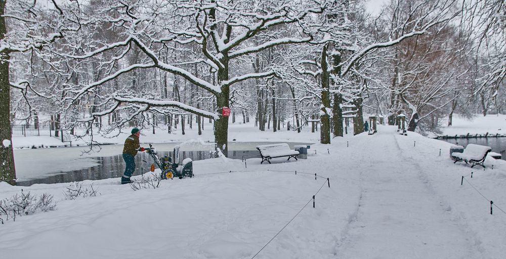 Неожиданный апрельский снегопад