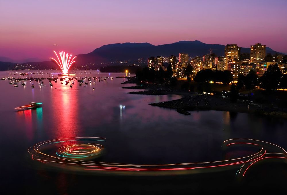 Light tracks and fireworks