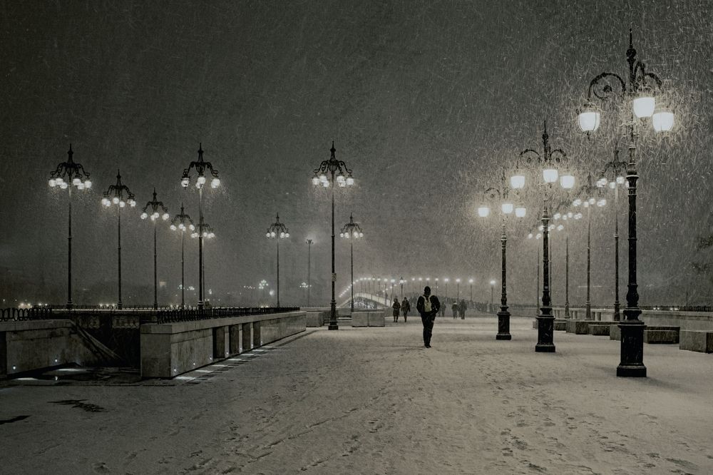 Пурга в ночном городе
